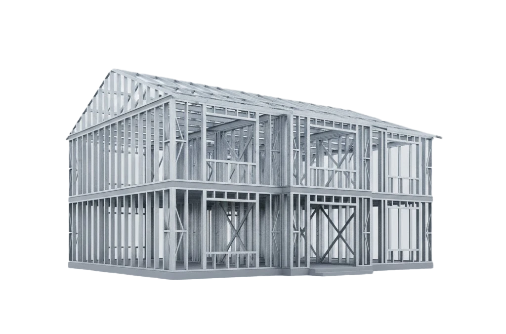 Galvanizli çelik taşıyıcı iskelet, iki katlı konut